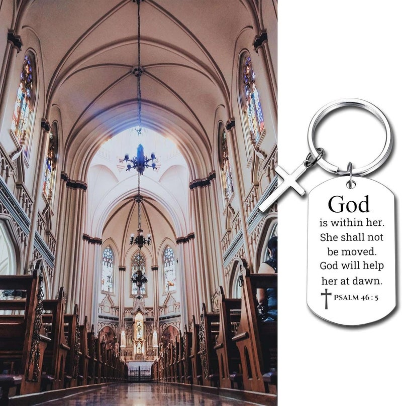 GiftYou Inspirational Scripture Metal Key Chains with Cross Pendant - Bible Verse Keychain Religious Gift for Christian - Image 3
